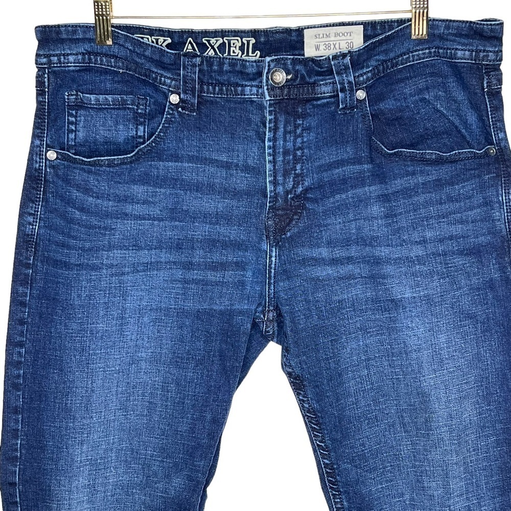 Axel Mens Slim Boot Dark Wash Blue Jeans Size 40 W 29 L Stretch Wear Harder - Picture 8 of 14